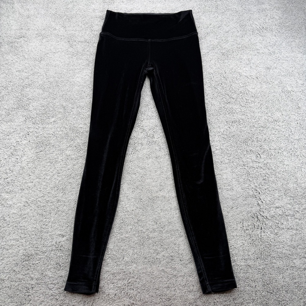 Lululemon Leggings Women 8 Black Wunder Lounge High Rise Velvet Velour Yoga Pant